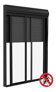 PORTA INTEGRADA ALUMINIO PRETO COM TELA