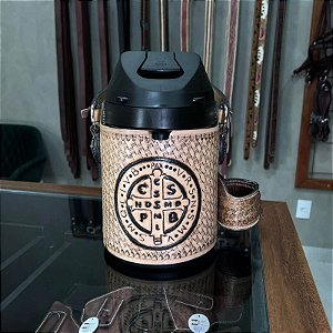 Garrafa Térmica Tereré 2,5 L Couro Personalizada Alça em Couro Zanin Couros Premium