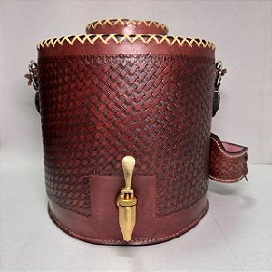 Garrafa Térmica Tereré Personalizada Couro 8 litros Torneira Latão Premium