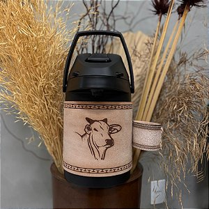 Garrafa Térmica Tereré 2,5L Couro Virado Estampa Boi Essential Line
