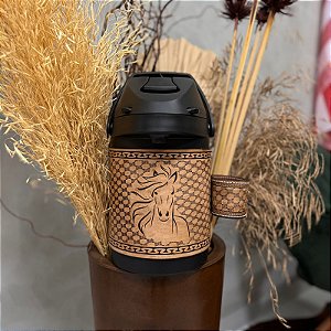 Garrafa Térmica Tereré 2,5L Estampa Cavalo Couro Asterado Creme Essential Line