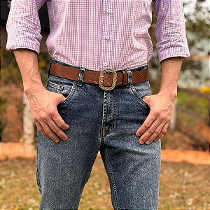 Cinto Masculino em Couro Liso Dois Furos Artesanal  Zanin Couros Premium