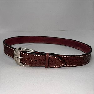 Cinto Premium Zanin – Todo Balaiado Marrom em Couro Legítimo