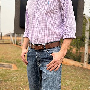 Cinto Masculino  Liso Estruturado Couro Fivela  Social um Furo Artesanal Premium Zanin Couros