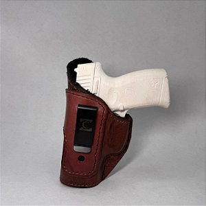 Coldre Velado Marrom em Couro Legítimo com Pelúcia Zanin Couros