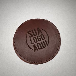 Apoio de Copo em Couro com Costura Personalizado 10cm - Zanin Couros