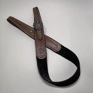 Bandoleira em Couro Legítimo e Tecido - Preto - Zanin Couros