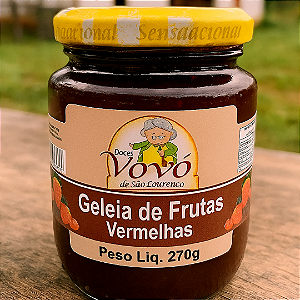 Geleia de Frutas Vermelhas 270g – O Segredo da Vovó na Sua Mesa + BRINDE Espátula em Madeira Maciça de Alta Qualidade