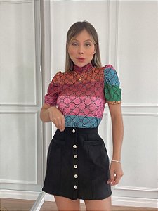 BLUSA PRINCESA GOLA ALTA TL GUCCI LISTRADO