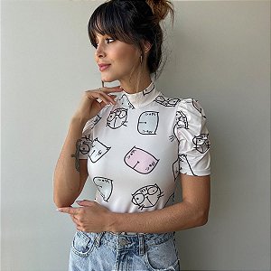 BLUSA PRINCESA GOLA ALTA TL GATINHOS
