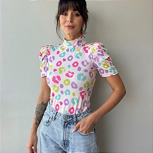 BLUSA PRINCESA GOLA ALTA TL ONÇA NEON