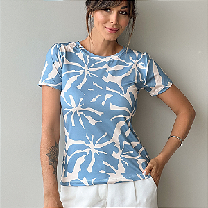 TSHIRT BASIC TL FOLHAGEM AZUL