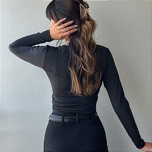 TSHIRT MANGA LONGA PRETO