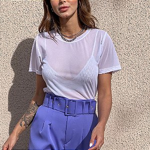 BLUSA TULE MANGA CURTA TL BRANCO