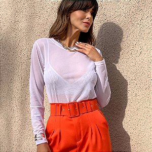 BLUSA TULE MANGA LONGA TL BRANCO