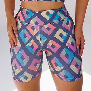 SHORT MEIA COXA BÁSICO TL QUADRICULADO PINCELADO