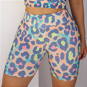 SHORT MEIA COXA BÁSICO TL ANIMAL PRINT NEON