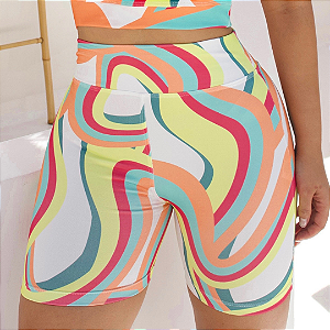SHORT MEIA COXA BÁSICO TL TRAÇOS ABSTRATO