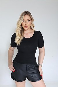BLUSA RIBANA MANGA CURTA GOLA O TL PRETO