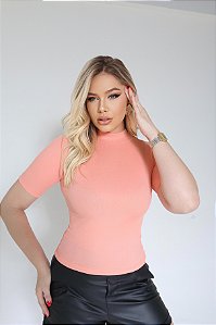 BLUSA RIBANA MANGA CURTA GOLA ALTA TL LARANJA
