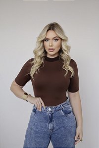 BLUSA SUPLEX MANGA CURTA GOLA ALTA RIBANA TL
