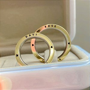 Par de Alianças Reta 3mm Borda Alta + Gravação a Laser