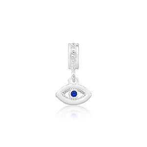 Berloque Olho Grego Pedra Azul Prata 925