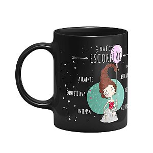 Caneca Signos  Preta - Ela é de Escorpião