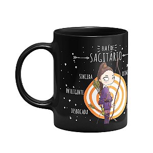 Caneca Signos  Preta - Ela é de Sagitário