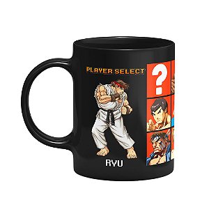 Caneca Gamer - Street Fighter Player Select - Preta