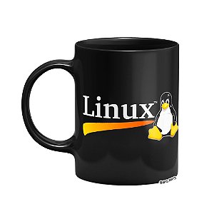 Caneca preta - Tux Linux
