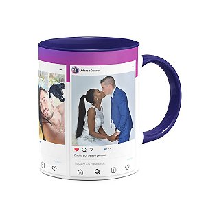 Caneca Lovers B-blue - Instagram - personalize com fotos