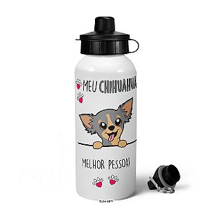 Garrafa Squeeze MQ - Meu Chihuahua, melhor pessoa!