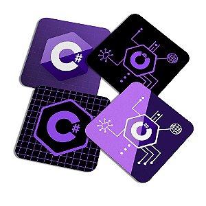 Porta copos Dev - C# C Sharp - c/ 4 peças
