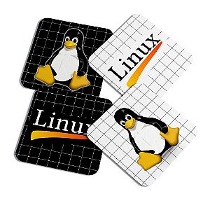 Porta copos Geek Linux - Tux Linux - c/ 4pç