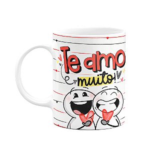 Caneca funny Namorados - Te amo muito! Branca - 325ml