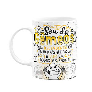Caneca Funny Signos - Sou de Gêmeos - 325ml branca