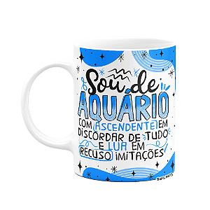 Caneca Divertida Signos - Sou de Aquário - 325ml branca