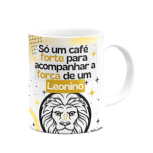 Caneca Divertida Signos Leão - Café e Leonino