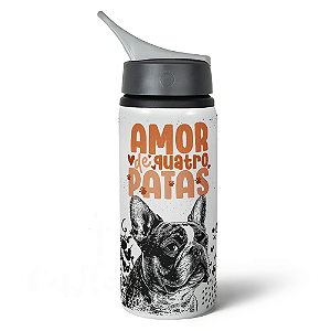 Garrafa Squeeze NK - Amor de Quatro Patas - Buldogue francês
