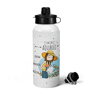 Garrafa Squeeze MQ Signos - Ela é de Aquário - 600ml