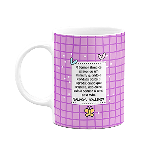 Caneca Religiosa Versículos - Salmos 37: 23-24 - 325ml