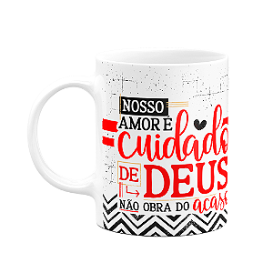 Caneca Namorados Laços - Nosso amor é cuidado de Deus