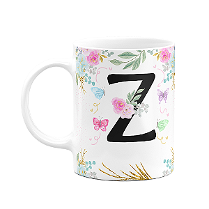 Caneca Floral - Inicial do nome letra Z - 325ml