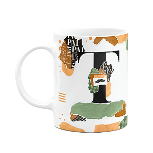 Caneca do Pai - Inicial do nome letra T - Bg-Green