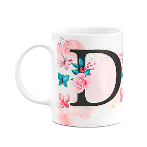 Caneca Butterfly - Inicial do nome letra D - 325ml