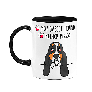 Caneca Dog - Meu Basset Hound, melhor pessoa! B-black - M2