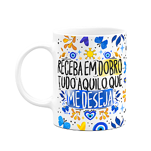 Caneca Proteção olho grego - Receba em dobro