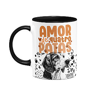 Caneca - Amor de quatro patas - Cachorro Beagle - B-black