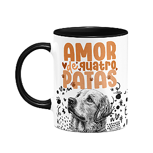 Caneca - Amor de quatro patas - Golden - B-black